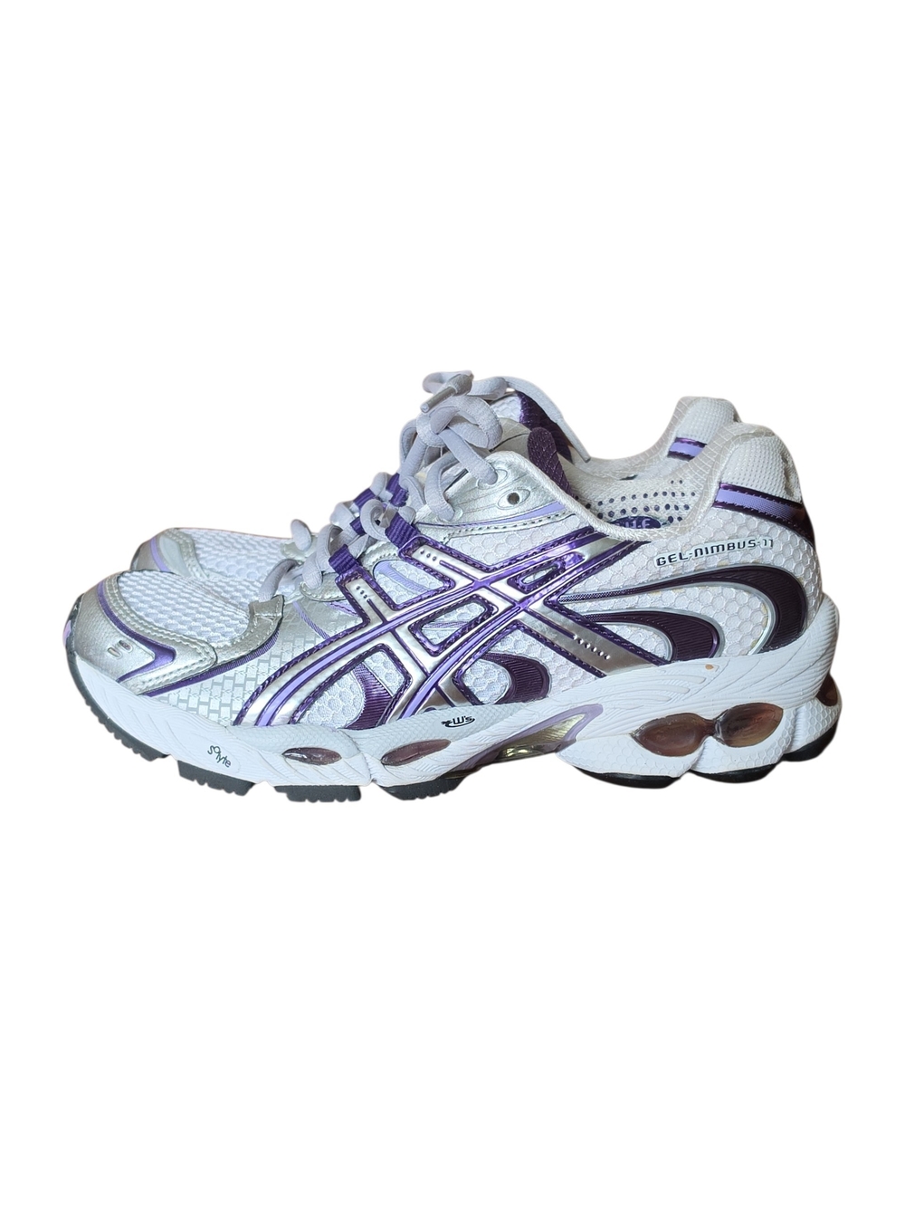 ASICS Gel-Nimbus 11 Women’s White Purple Running Shoes 6.5 EUC